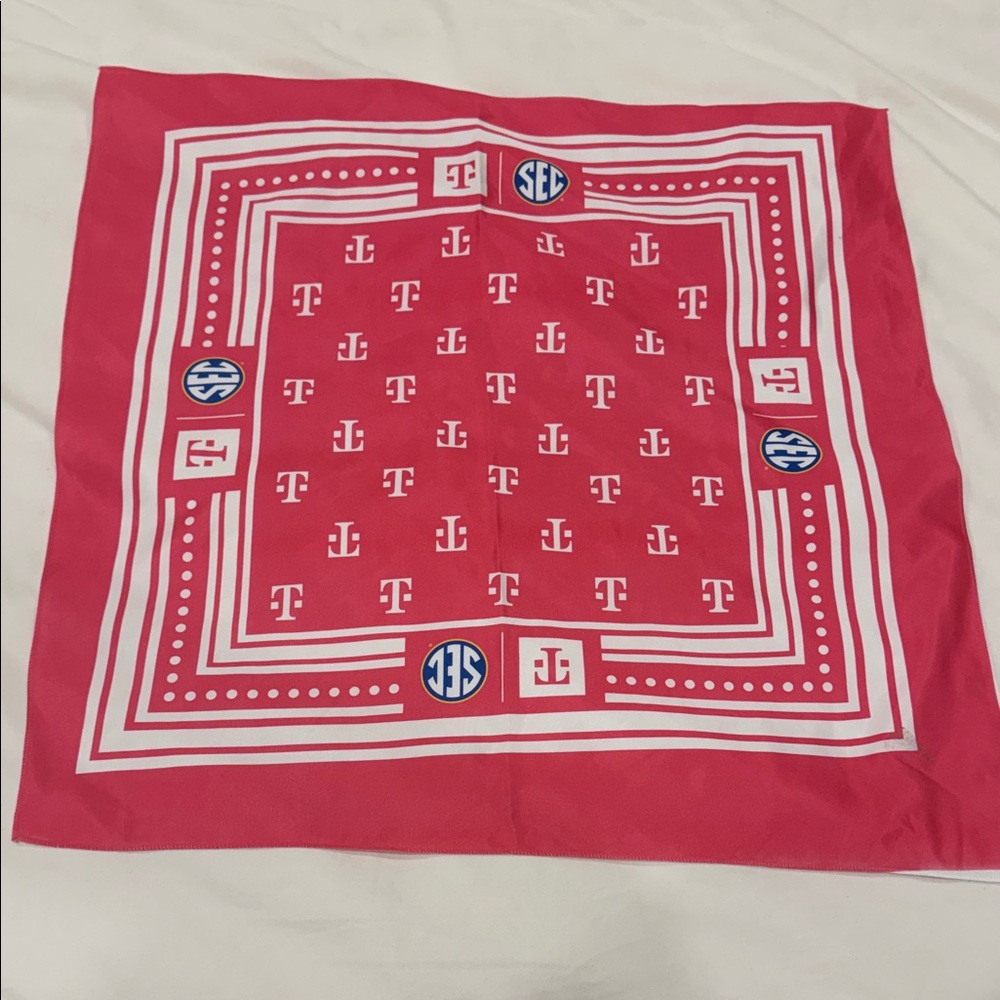 Pink & White Silk SEC Bandana